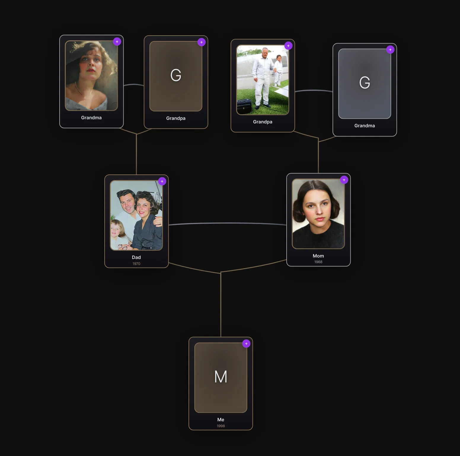 Restory's exclusive Family Tree Builder with restored photos